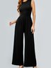 Combinaisons Femmes Simple Plain Été Polyester Taille Haute Sans Manches Col Rond Long Régulier