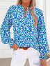 T-shirts Décontracté Petites fleurs Printemps / Automne Col V Quotidien Coupe Régulière Manches Longues Régulier Régulier pour Femmes