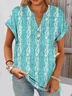 T-shirts Décontracté Floral Été Coton Col V Micro-élasticité Quotidien Coupe Régulière Régulier pour Femmes