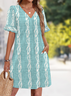 Femmes Rayé Comme Image Col V Confortable Robe Mi-Longue Décontracté