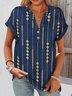 T-shirts Décontracté Floral Été Coton Col V Micro-élasticité Quotidien Coupe Régulière Régulier pour Femmes