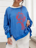 Sweat-shirts Boho Imprimé d'Animal Printemps / Automne Coton Domestique Manches Longues Régulier Droit Régulier pour Femmes