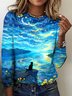 T-shirts Femmes Décontracté Printemps / Automne Plaid Polyester Quotidien Manches Longues Régulier Trapèze Régulier