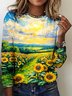 T-shirts Femmes Décontracté Printemps / Automne Plaid Coton Micro-élasticité Quotidien Coupe Régulière Trapèze Régulier