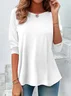 T-shirts Décontracté Plain Printemps / Automne Aucune élasticité Quotidien Jersey Col Rond Régulier Non pour Femmes
