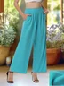 Pantalons Semi-formel Plain Printemps / Automne Polyester Joint Fendu Naturel Micro-élasticité Taille Élastique Régulier pour Femmes