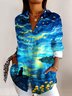 Chemises Femmes Géométrique Décontracté Printemps / Automne Coton Col V Micro-élasticité Coupe Régulière Manches Longues Régulier