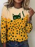 T-shirts Femmes Rétro Printemps / Automne Plaid Polyester Quotidien Coupe Régulière Manches Longues Col Rond Régulier