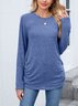 T-shirts Femmes Décontracté Plain Printemps / Automne Polyester Quotidien Manches Longues Col Rond Régulier Trapèze