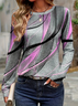 T-shirts Femmes Décontracté Abstrait Printemps / Automne Ample Jersey Manches Longues Col Rond Régulier Régulier