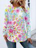 T-shirts Femmes Décontracté Bloc de Couleur Printemps / Automne Coton Micro-élasticité Coupe Régulière Col Rond Régulier Régulier