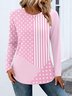 T-shirts Femmes Décontracté Bloc de Couleur Printemps / Automne Polyester Micro-élasticité Quotidien Coupe Régulière Col Rond Régulier