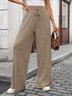 Pantalons Femmes Décontracté Plain Printemps / Automne Coton Micro-élasticité Coupe Régulière Pantalons à Jambe Large Long Régulier