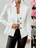 Micro-élasticité Faux Col Manches Longues Devant Ouvert Régulier Géométrique Blazer Gaufrage pour Femmes