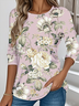 T-shirts Simple Floral Printemps / Automne Faire la navette Ample Jersey Col Rond Régulier Non pour Femmes