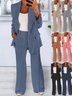 Deux Pièces Ensembles Élégant Plain Printemps / Automne Joint Fendu Naturel Sortie Manches Longues Droit Régulier pour Femmes
