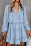 Femmes Plain Rouge Vineux Col V Confortable Robe Mi-Longue Décontracté