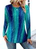 T-shirts Femmes Décontracté Bloc de Couleur Printemps / Automne Coton Micro-élasticité Coupe Régulière Manches Longues Régulier Régulier