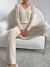 Deux Pièces Ensembles Femmes Sportif Plain Printemps / Automne Col V Naturel Coupe Régulière Manches Longues Droit Régulier