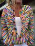 Cardigans Motif dégradé Paysan Printemps / Automne Tricoté Ample Boutons Manches Longues Régulier Droit pour Femmes