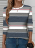 T-shirts Femmes Rayé Décontracté Printemps / Automne Imprimé Quotidien Jersey Manches Longues Droit Régulier