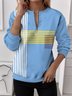 Sweat-shirts Rayé Décontracté Printemps / Automne Polyester Naturel Domestique Droit Régulier T.-N.-L. pour Femmes