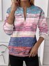 Sweat-shirts Femmes Rayé Simple Printemps / Automne Polyester Micro-élasticité Ample Col Rond Régulier T.-N.-L.