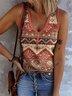Top Débardeur Tops Ethnique Géométrie Décontracté Été Polyester Col V Micro-élasticité Quotidien Régulier Trapèze pour Femmes