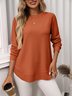 T-shirts Décontracté Plain Printemps / Automne Coton Micro-élasticité Coupe Régulière Manches Longues Régulier Régulier pour Femmes