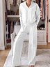 Deux Pièces Ensembles Femmes Élégant Plain Printemps / Automne Polyester avec Sangle Réglable Micro-élasticité Manches Longues Top Avec Pantalons Droit