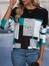 Sweat-shirts Bloc de Couleur Boho Printemps / Automne Coton Micro-élasticité Coupe Régulière Régulier Droit Régulier pour Femmes