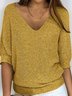 Tricoté Tops Décontracté Plain Printemps / Automne Acrylique Micro-élasticité Domestique Coupe Régulière Régulier Droit pour Femmes
