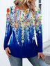 T-shirts Femmes Décontracté Bloc de Couleur Printemps / Automne Polyester Micro-élasticité Coupe Régulière Col Rond Trapèze Régulier