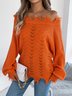 Pulls Femmes Décontracté Plain Printemps / Automne Une Épaule Dénudée Micro-élasticité Coupe Régulière Manches Longues Trapèze Régulier