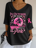 T-shirts Femmes Rétro Printemps / Automne Toussaint Polyester Col V Micro-élasticité Régulier Ligne T Régulier