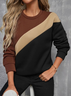 Sweat-shirts Femmes Décontracté Printemps / Automne Multicolore Bloc Polyester Imprimé Aucune élasticité Ample Col Rond Régulier