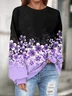 Sweat-shirts Décontracté Floral Printemps / Automne Polyester Naturel Aucune élasticité Quotidien Col Rond Régulier pour Femmes