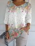 T-shirts Femmes Décontracté Floral Printemps / Automne Micro-élasticité Ample Manches trois quarts Régulier Ligne T Régulier