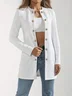 Micro-élasticité Col Rond Manches Longues Régulier Plain Blazer pour Femmes