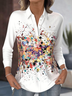 Chemises Rétro Bloc de Couleur Printemps / Automne Polyester Ample Manches Longues Régulier Droit Col de Chemise pour Femmes