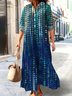 Femmes Géométrique Bleu Col V Confortable Robe Maxi Décontracté