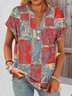 T-shirts Décontracté Floral Été Coton Micro-élasticité Quotidien Coupe Régulière Trapèze Régulier pour Femmes