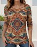 T-shirts Femmes Géométrique Décontracté Printemps / Automne Micro-élasticité Quotidien Manches Longues Régulier Trapèze Régulier