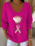 Pulls impression en 3D Décontracté Printemps / Automne Col V Micro-élasticité Quotidien Manches Longues Trapèze Régulier pour Femmes