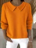 Pulls Femmes Décontracté Plain Printemps / Automne Coton Coupe Régulière Manches Longues Régulier Régulier Élasticité moyenne