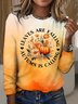 T-shirts Femmes Décontracté Ombre Printemps / Automne Coton Micro-élasticité Manches Longues Col Rond Régulier Trapèze