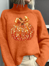 Pulls Femmes Décontracté Printemps / Automne Toussaint (citrouille) Polyester Imprimé Domestique Manches Longues Droit Élasticité moyenne