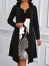 Femmes Floral Noir Col V Confortable Robe Mi-Longue Décontracté
