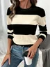 Pulls Rayé Simple Printemps / Automne Polyester Imprimé Faire la navette Régulier Droit Régulier pour Femmes