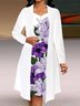 Femmes Floral Blanc Col V Confortable Robe Mi-Longue Décontracté